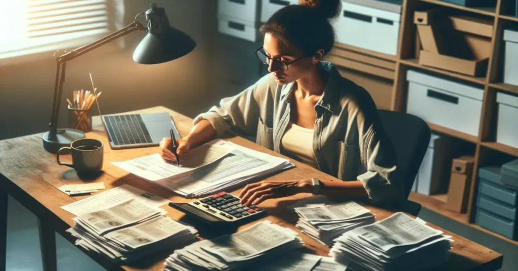 A woman checking her budgets as she sets up her financial life plan