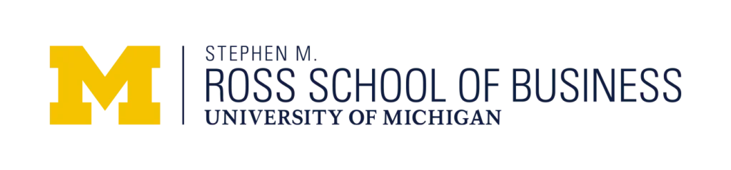 The logo of Michigan Ross, The University of Michigan Stephen M. Ross School of Business.