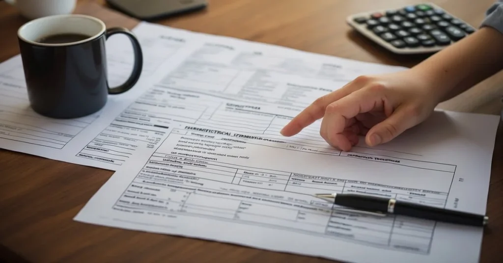 A person's hand pointing at a document, likely going over some paperwork or a form. What Are Some Key Components of Successful Budgeting?